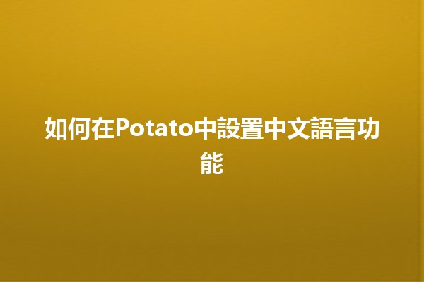 如何在Potato中設置中文語言功能🌟