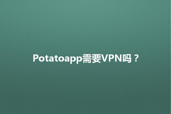 Potatoapp需要VPN吗？🌐🛡️