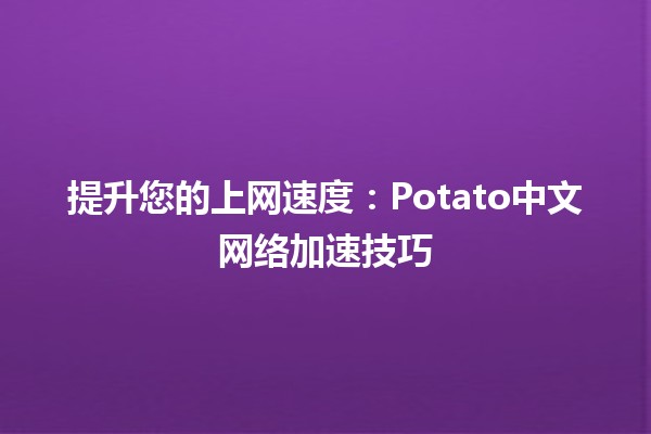 🚀提升您的上网速度：Potato中文网络加速技巧