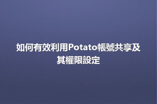 如何有效利用Potato帳號共享及其權限設定🌀