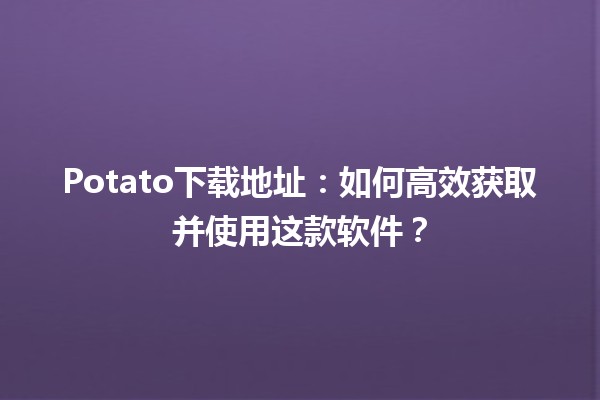 Potato下载地址📥：如何高效获取并使用这款软件？