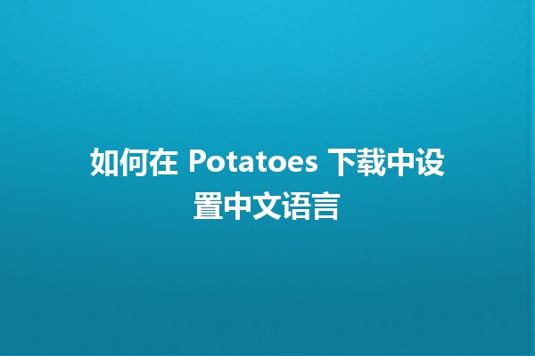 如何在 Potatoes 下载中设置中文语言 🌟🍟