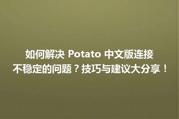 🍟 如何解决 Potato 中文版连接不稳定的问题？技巧与建议大分享！