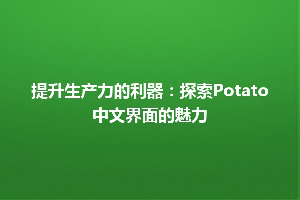 提升生产力的利器：探索Potato中文界面的魅力🧅💡