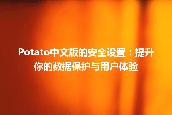 🥔 Potato中文版的安全设置：提升你的数据保护与用户体验