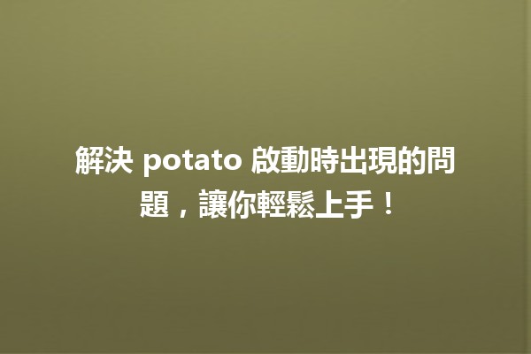 解決🔧 potato 啟動時出現的問題，讓你輕鬆上手！