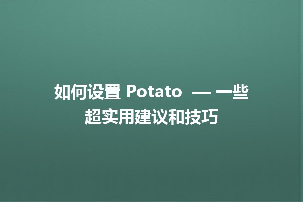 如何设置 Potato 💡🌱 — 一些超实用建议和技巧