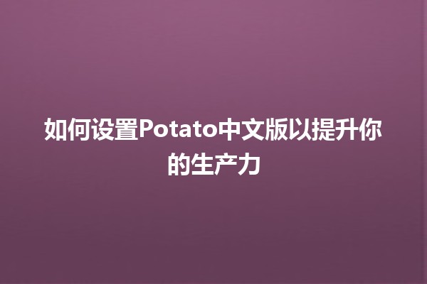 如何设置Potato中文版以提升你的生产力🚀💡