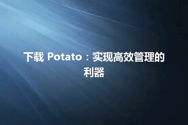 📥 下载 Potato：实现高效管理的利器 🚀