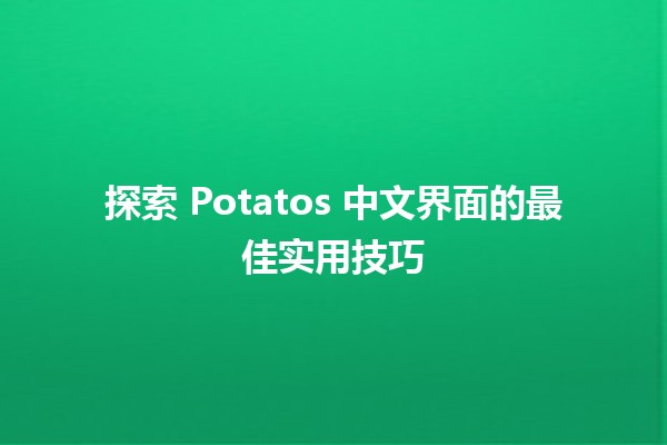 探索 Potatos 中文界面的最佳实用技巧 🚀🍟