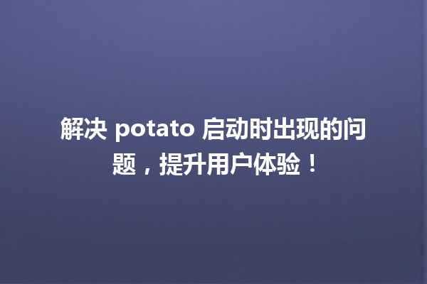 🚀 解决 potato 启动时出现的问题，提升用户体验！