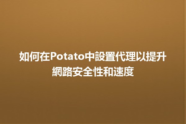 如何在Potato中設置代理以提升網路安全性和速度🌐🚀