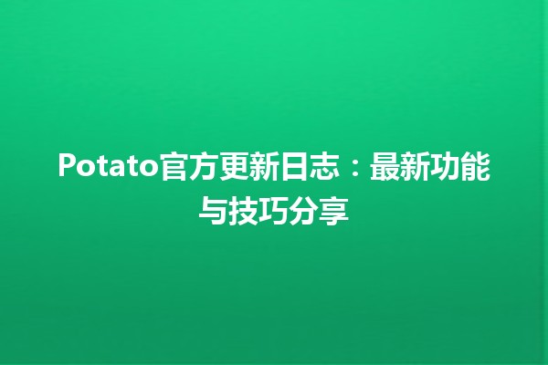 Potato官方更新日志🥔✨：最新功能与技巧分享