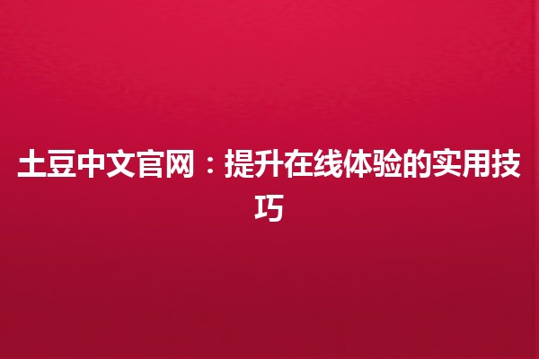 土豆中文官网🌟：提升在线体验的实用技巧