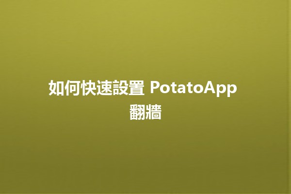 ❤ 如何快速設置 PotatoApp 翻牆 🥔