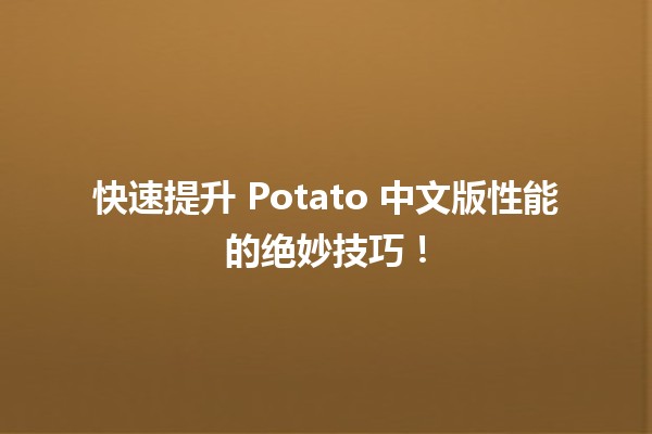 🚀 快速提升 Potato 中文版性能的绝妙技巧！🍟