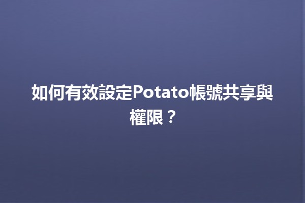 🍟 如何有效設定Potato帳號共享與權限？💼