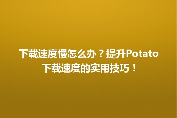 🥔 下载速度慢怎么办？提升Potato下载速度的实用技巧！