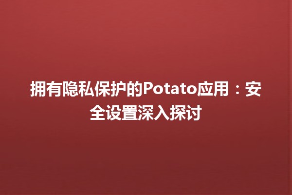 🌟 拥有隐私保护的Potato应用：安全设置深入探讨🔒