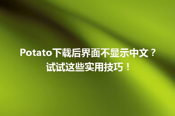 Potato下载后界面不显示中文？试试这些实用技巧！🛠️✨