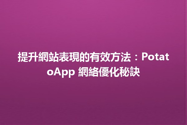 🚀 提升網站表現的有效方法：PotatoApp 網絡優化秘訣 🌟