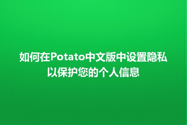 如何在Potato中文版中设置隐私以保护您的个人信息🔒🍟