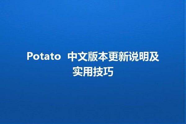 Potato 🥔 中文版本更新说明及实用技巧