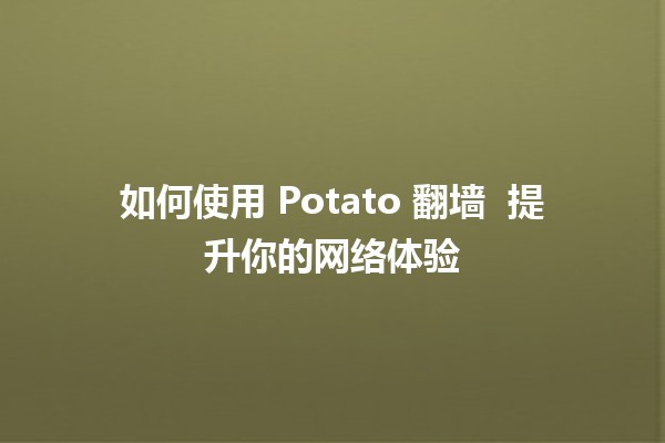 🌍 如何使用 Potato 翻墙 🥔 提升你的网络体验