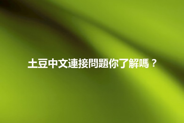 土豆中文連接問題你了解嗎？🧐💻