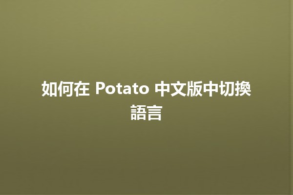 如何在 Potato 中文版中切換語言 🌐✨