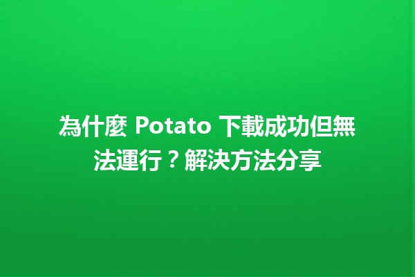 🎮 為什麼 Potato 下載成功但無法運行？解決方法分享💡