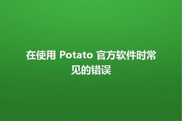 在使用 Potato 官方软件时常见的错误 🚫🥔