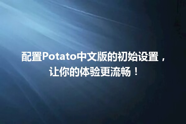 📦 配置Potato中文版的初始设置，让你的体验更流畅！