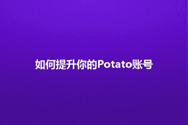 如何提升你的Potato账号✌️🚀