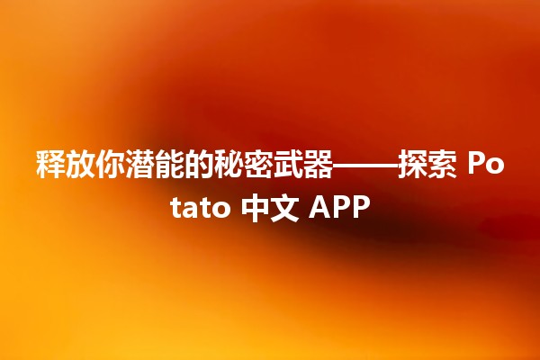 释放你潜能的秘密武器——探索 Potato 中文 APP 🚀✨