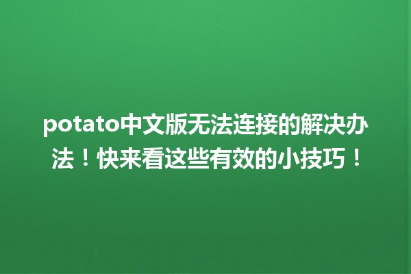 🍟 potato中文版无法连接的解决办法！快来看这些有效的小技巧！ 🌐