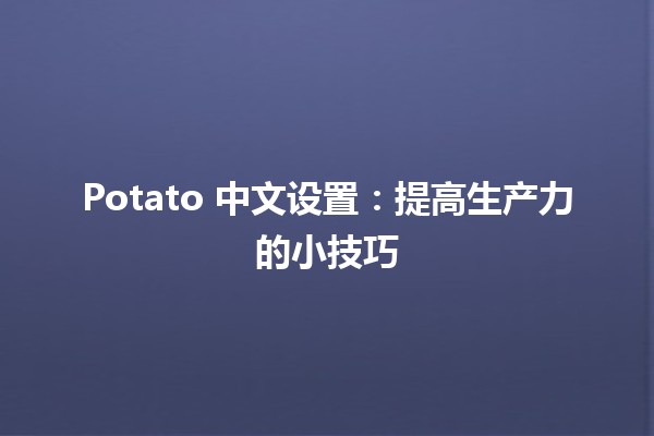 ✨Potato 中文设置：提高生产力的小技巧🌟