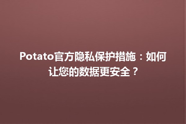 Potato官方隐私保护措施🛡️：如何让您的数据更安全？