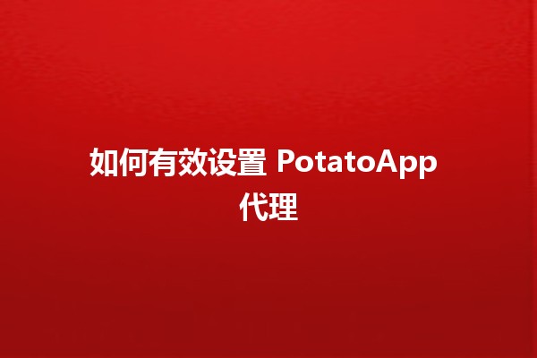 🥔 如何有效设置 PotatoApp 代理 🤖