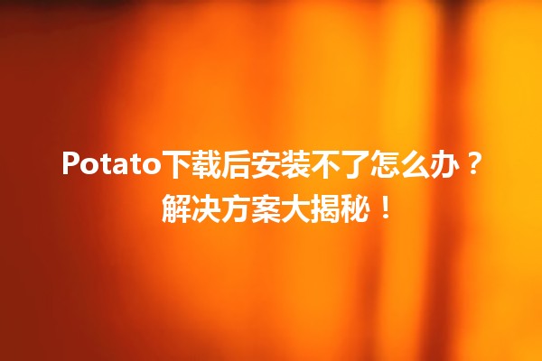 Potato下载后安装不了怎么办？🚀 解决方案大揭秘！