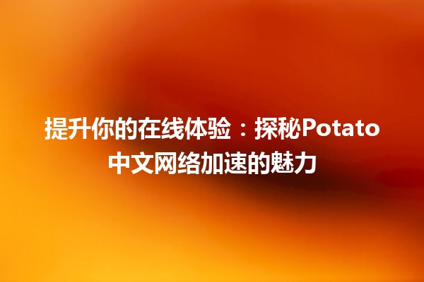 提升你的在线体验：探秘Potato中文网络加速的魅力🚀