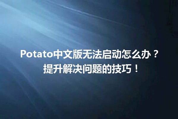 Potato中文版无法启动怎么办？🛠️ 提升解决问题的技巧！