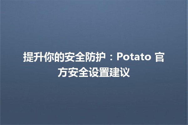 🚀 提升你的安全防护：Potato 官方安全设置建议 🚀