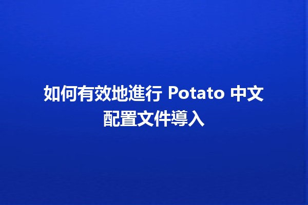 🥔 如何有效地進行 Potato 中文配置文件導入