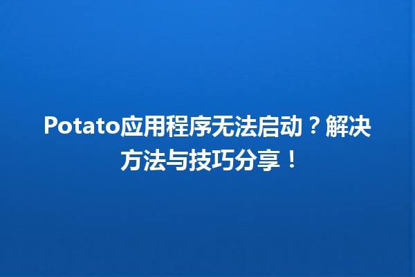 🍟 Potato应用程序无法启动？解决方法与技巧分享！🔧