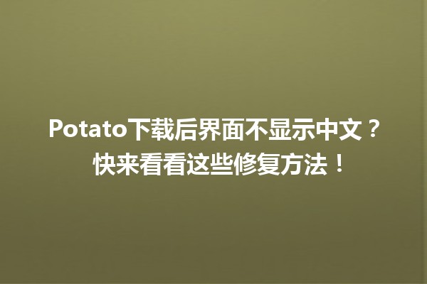 Potato下载后界面不显示中文？🧐 快来看看这些修复方法！