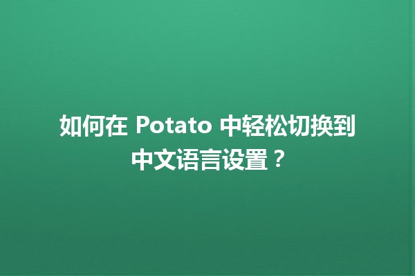 🎉 如何在 Potato 中轻松切换到中文语言设置？