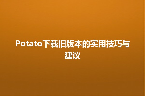 📥 Potato下载旧版本的实用技巧与建议