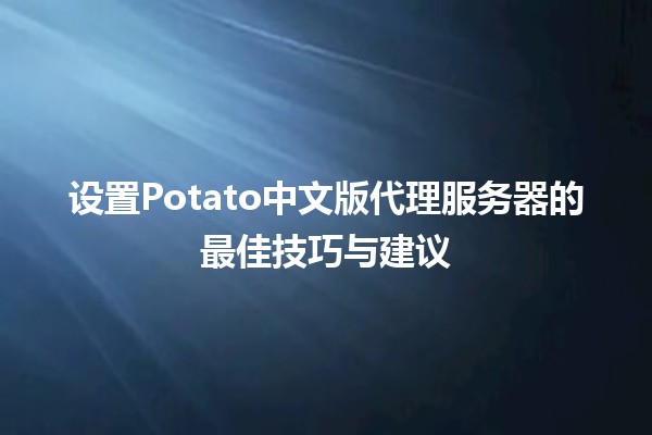 🌐 设置Potato中文版代理服务器的最佳技巧与建议