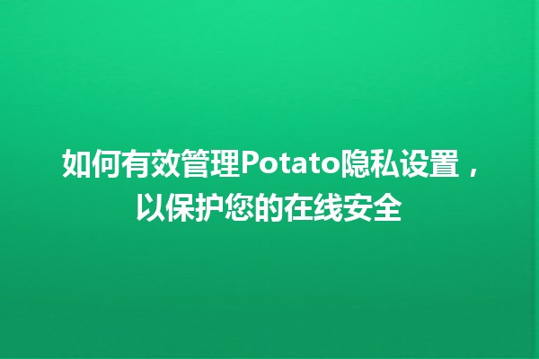 如何有效管理✨Potato隐私设置，以保护您的在线安全